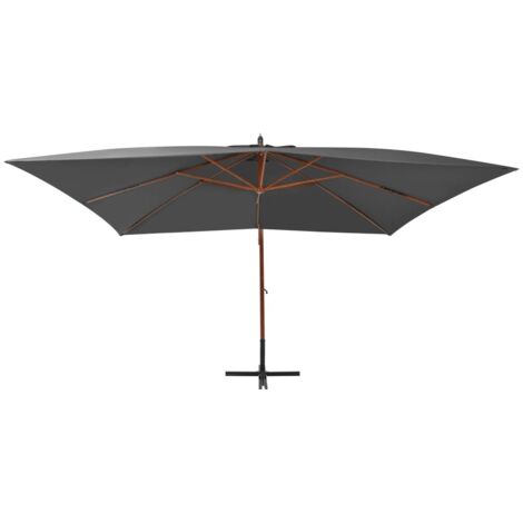 Parasol de jardin,Parasol d'extérieur en porte-à-faux avec mât en bois anthracite CFW88351