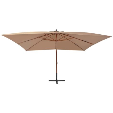 Parasol de jardin，Parasol d'extérieur en porte-à-faux avec mât en bois taupe CFW21908