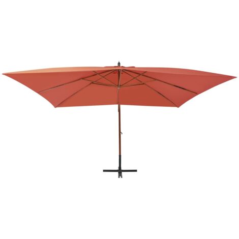 Parasol de jardin,Parasol d'extérieur en porte-à-faux avec mât en bois terre cuite CFW36612