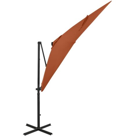 Parasol de jardin，Parasol d'extérieur en porte-à-faux avec mât et lumières LED CFW43314