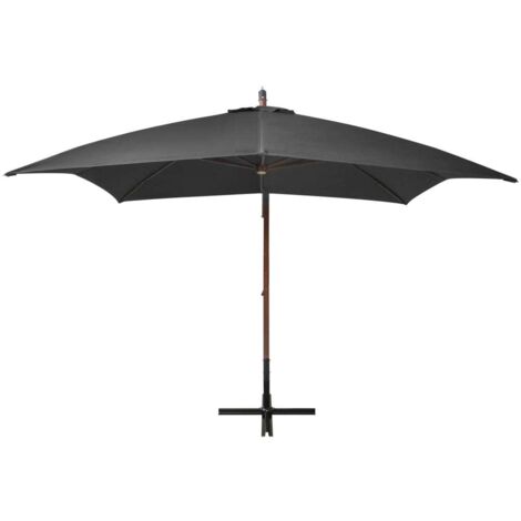 Parasol de jardin，Parasol d'extérieur suspendu avec mât Anthracite bois de sapin CFW80133