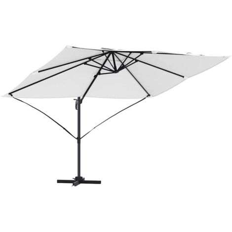 Parasol de jardin，Parasol Roma à Bras Déporté Beige et Noir 352 x 251 x 260 cm CFW16902