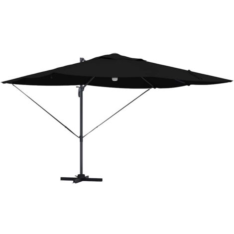 Parasol de jardin，Parasol Roma à Bras Déporté Noir et Noir 352 x 251 x 265 cm CFW91339
