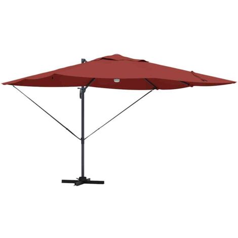 Parasol de jardin，Parasol Roma à Bras Déporté Rouge et Noir 352 x 251 x 265 cm CFW48133