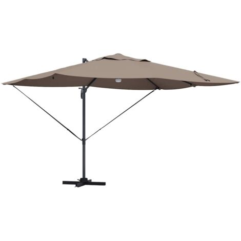 Parasol de jardin，Parasol Roma à Bras Déporté Taupe et Noir 352 x 251 x 265 cm CFW59465