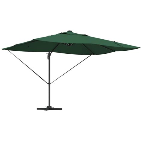 Parasol de jardin，Parasol Roma à Bras Déporté Vert et Noir 352 x 251 x 265 cm CFW34408