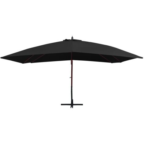 Parasol de jardin，Parasol suspendu avec mât en bois 400x300 cm Noir CFW59551