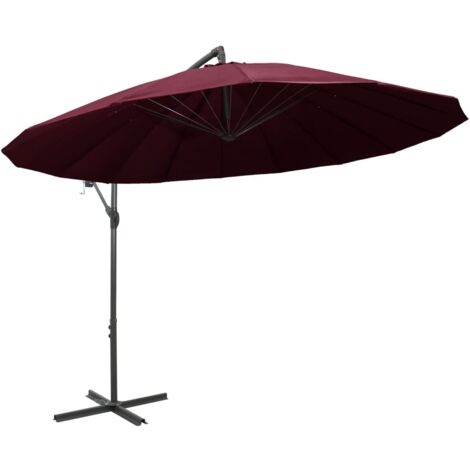 Parasol de jardin，Parasol suspendu avec poteau bordeaux 3 m CFW17406