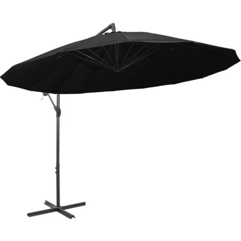 Parasol de jardin，Parasol suspendu avec poteau noir 3 m CFW46413