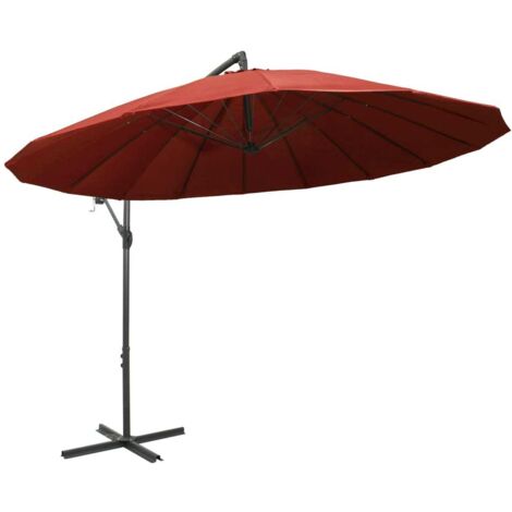 Parasol de jardin，Parasol suspendu avec poteau terre cuite 3 m CFW27535