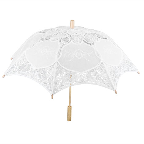 Parasol de Mariée Dentelle Blanche pour Accessoires Photo et Cérémonie