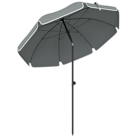 Parasol de plage 1, m, parasol de jardin inclinaison avec ancrage au sable, hauteur réglable, sac de transport, gris foncé