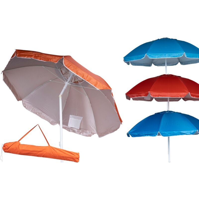 Parasol de plage 180 cm avec poteau en acier et sac assorti