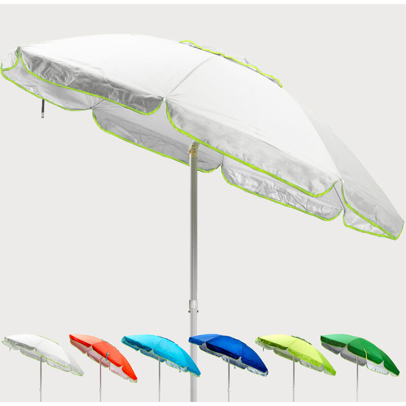 Parasol de plage 200 cm anti-vent protection uv Sardegna Couleur: Blanc - Argent