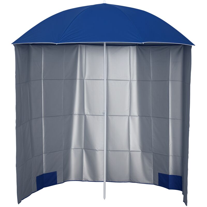 Outsunny - Parasol de plage ø 2,2 x 2,2H cm protection upf 50 + sac transport, sardines et lestage intégrés bleu