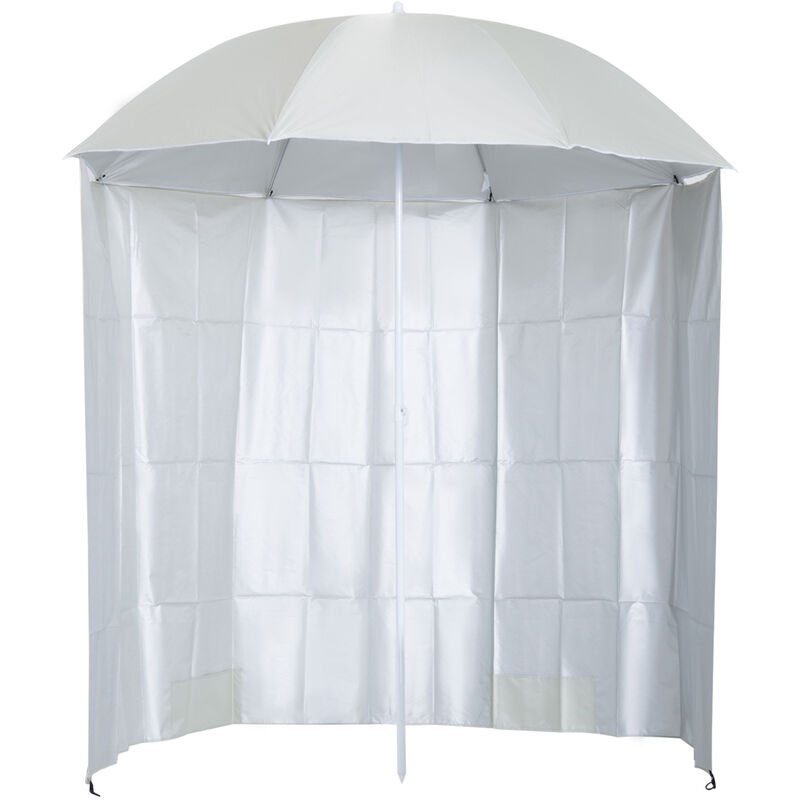 Outsunny - Parasol de plage ø 2,2 x 2,2H cm protection upf 50 + sac transport, sardines et lestage intégrés crème