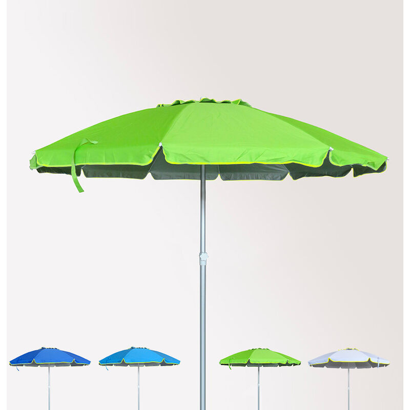 Parasol de plage 220 cm aluminium anti-vent protection uv Roma Couleur: Vert