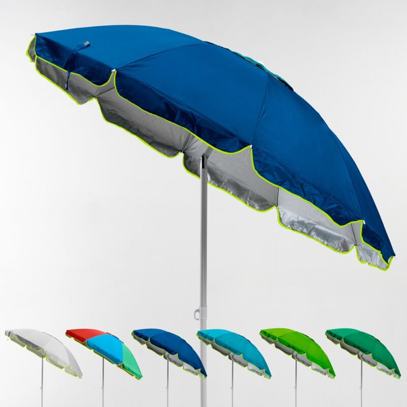 Parasol de plage 220 cm anti-vent protection uv Portofino Couleur: Bleu
