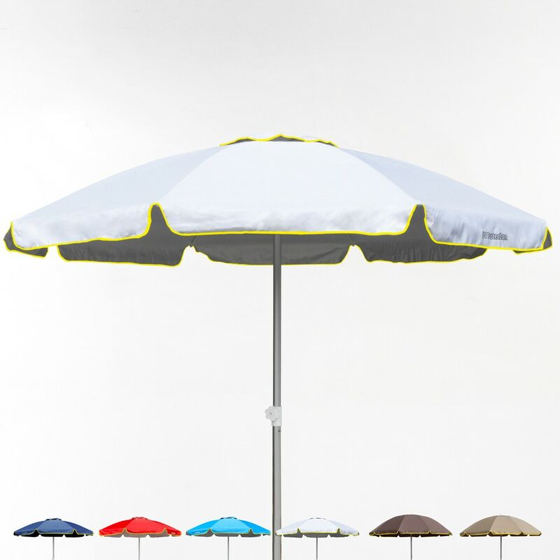 Beachline - Parasol de plage 220 cm coupe-vent professionnel anti uv Bagnino Fluo Couleur: Blanc - Argent