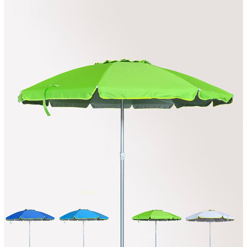 Beachline - Parasol de plage 240 cm aluminium anti-vent protection uv Roma Couleur: Vert