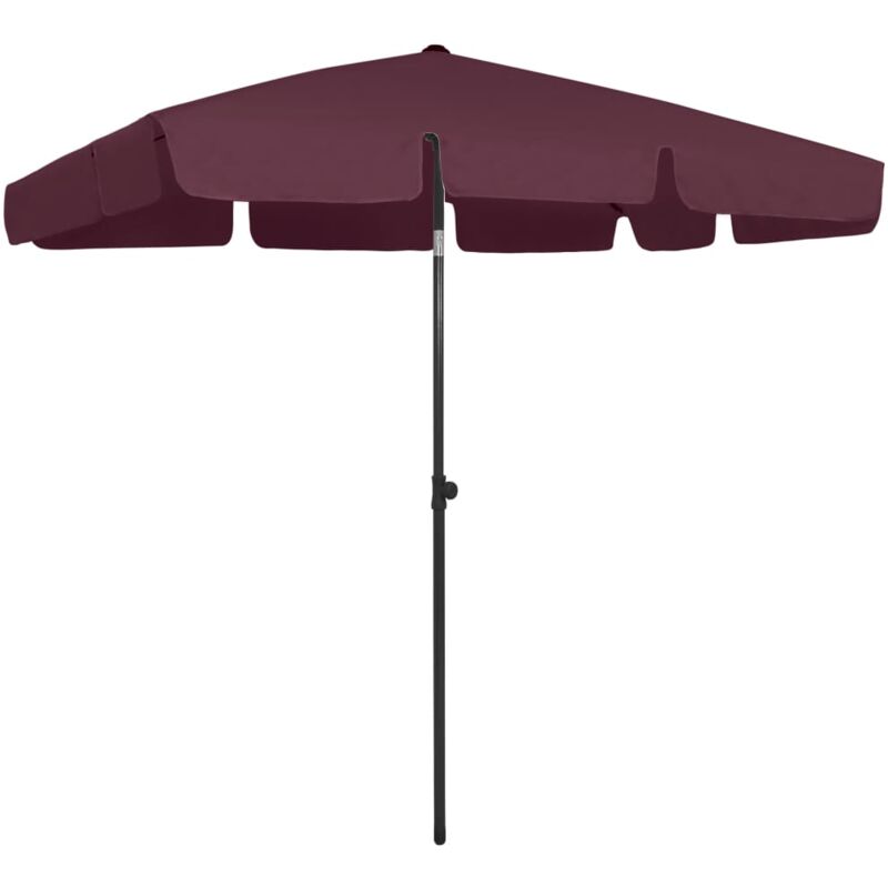Parasol de plage rouge bordeaux 200x125 cm Vidaxl