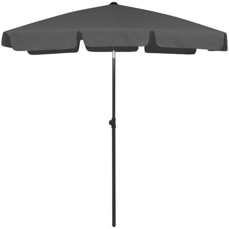 Vidaxl – Parasol de plage anthracite 180x120 cm – Polyester anti-UV – Mât inclinable 28/32 mm – Hauteur 232 cm – Résistant aux intempéries