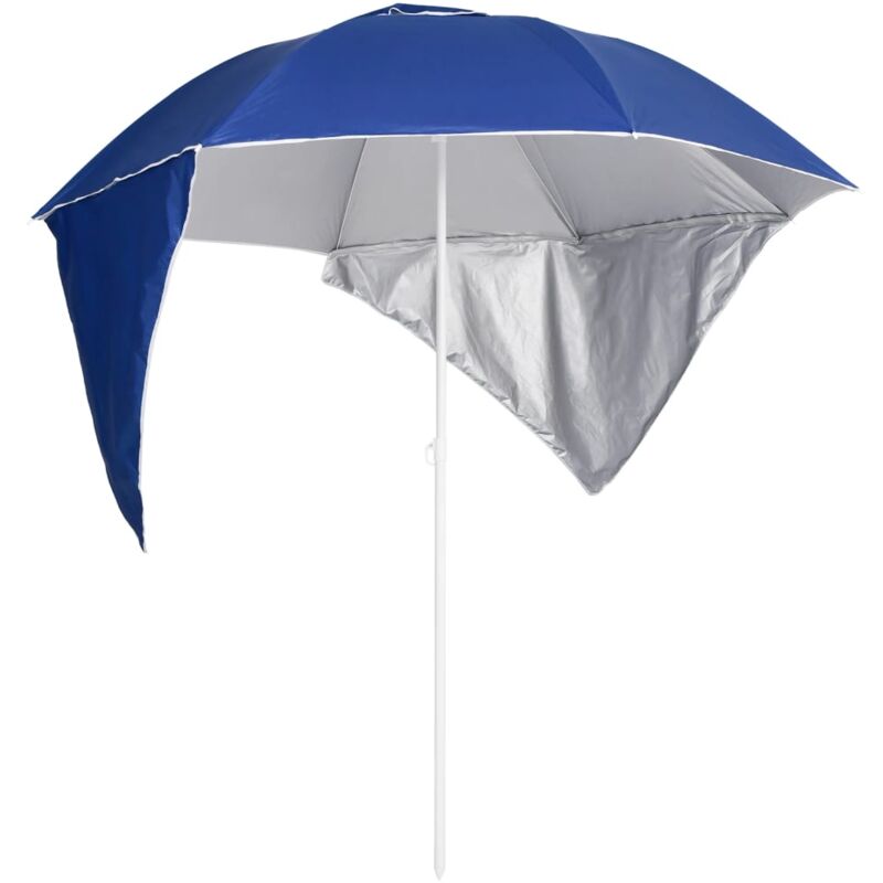 Parasol de plage avec parois latérales Bleu 215 cm