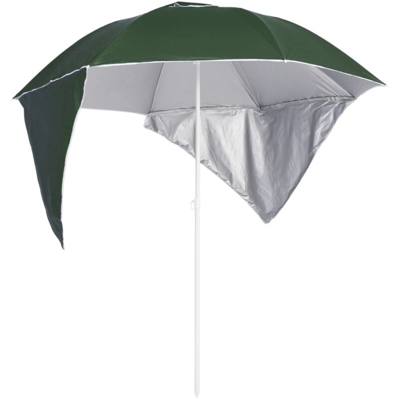 Parasol de plage avec parois latérales vert 215 cm Vidaxl