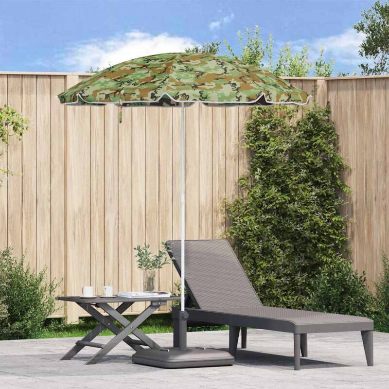 Parasol de Plage avec Poteau en Métal Camouflage 161x193 cm en Polyester Vidaxl