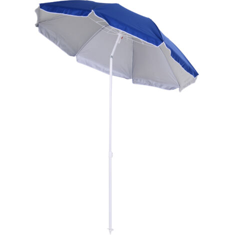 Parasol de plage basculant avec doublure réfléchissante, acier et polyester, Ø1,7x2,05 m, bleu