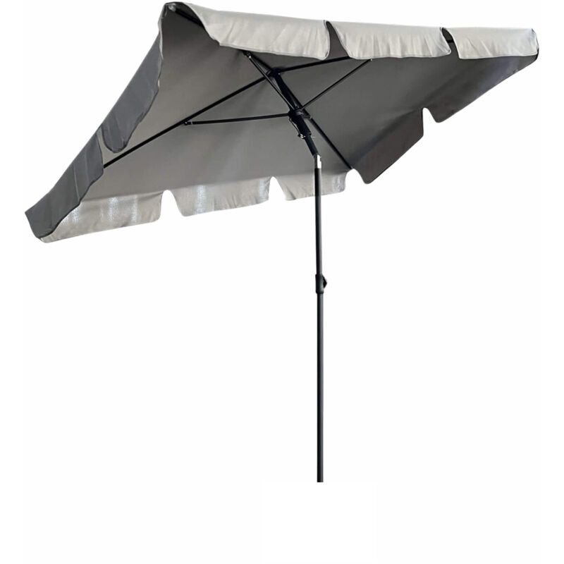 Parasol de plage floks avec protection uv gris clair, Poids 2,8 kg Dimensions L200xl123xH235 cm