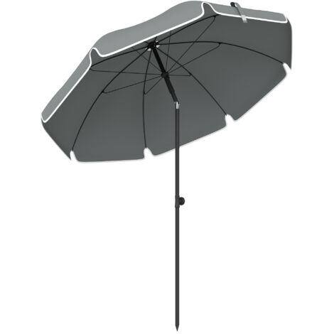 Parasol de plage inclinable avec ancre à sable et sac de transport gris foncé Ø150x185 cm