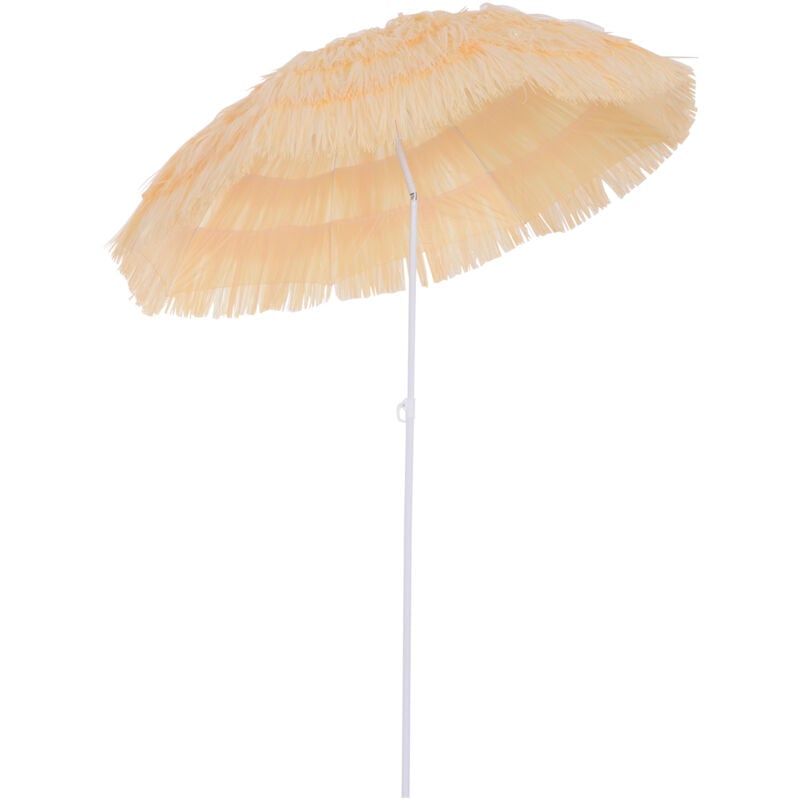 Parasol de plage jardin design hawai 160 cm raphia artificiel beige