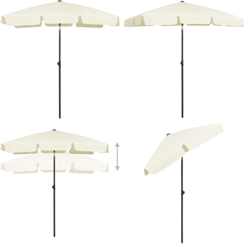 Parasol de plage jaune sable 180x120 cm - Parasol De Plage - Parasol Extérieur - Parasol Inclinable - Parasol Résistant Aux uv - Parasol Jaune - Home