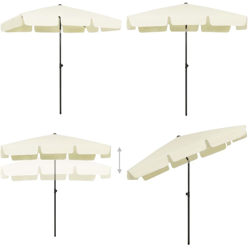 Parasol de plage jaune sable 200x125 cm - Parasol De Plage - Parasol Extérieur - Parasol Inclinable - Parasol Résistant Aux uv - Parasol Jaune - Home