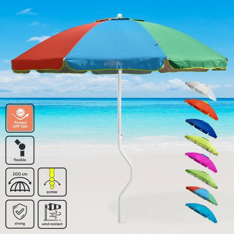 Girafacile - Parasol de plage léger visser protection uv 200 cm Ermes Couleur: Multicolore gf
