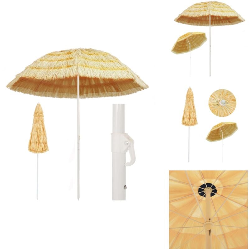 Parasol de plage Naturel 240 cm Style hawaïen - Parasol De Plage - Parasol Extérieur - Parasol Inclinable - Parasol Hawaïen - Parasol Résistant Aux uv