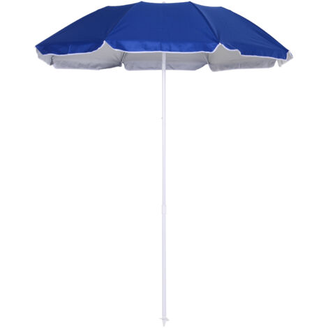 Parasol de plage octogonal inclinable Ø 160 cm bleu anti-UV haute densité avec mât démontable et sac de transport
