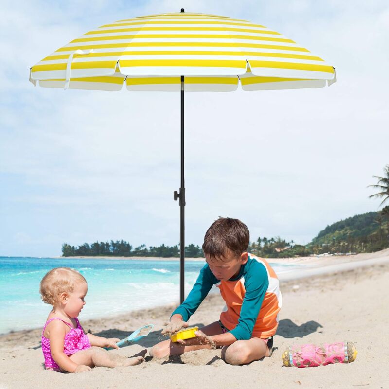 Parasol de Plage, Ombrelle de Jardin, Protection upf 50+, inclinable, Portable, résistant au Vent, Baleines en Fibre de Verre,avec Sac,
