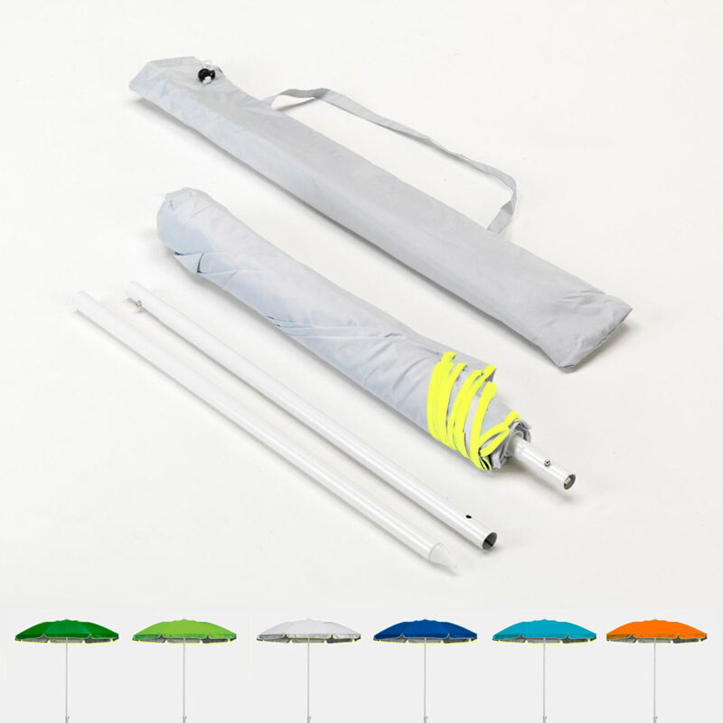 Parasol de plage pliable portable leger voyage moto 180 cm Pocket Couleur: Blanc - Argent