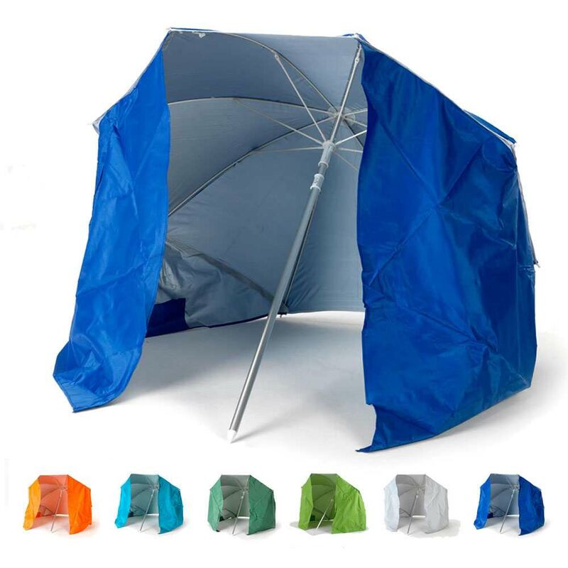Parasol de plage portable moto pliable léger aluminium tente 200 cm Piuma | Bleu