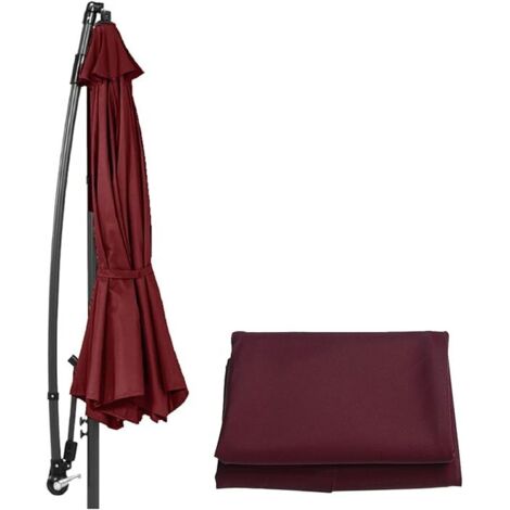 Parasol de rechange 8 nervures (2,7 m/3 m) Parasol de rechange, tissu d'abat-jour de rechange (rouge vin, porte-parapluie non inclus)