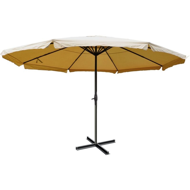 Décoshop26 - Parasol de restauration avec volant ø 5m polyester/aluminium 28kg crème sans pied 040003867