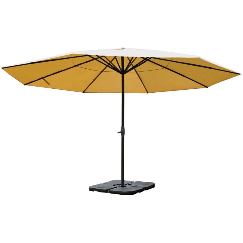 Parasol de restauration sans volant ø 5m polyester/aluminium 28kg crème avec pied 040003863