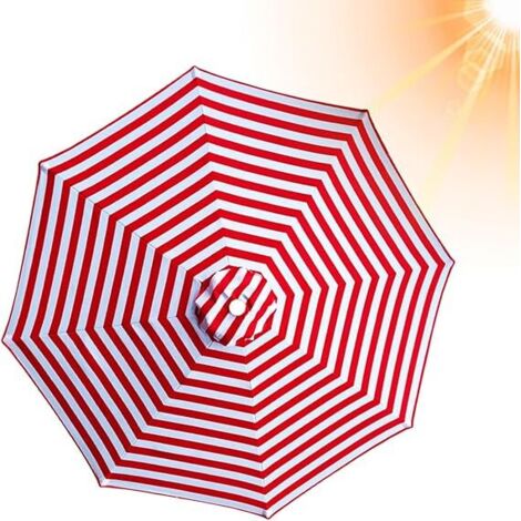 Parasol de terrasse de remplacement, résistant aux UV, au vent et à la pluie, adapté au jardin et à la plage, rouge 200 cm, 8 baleines