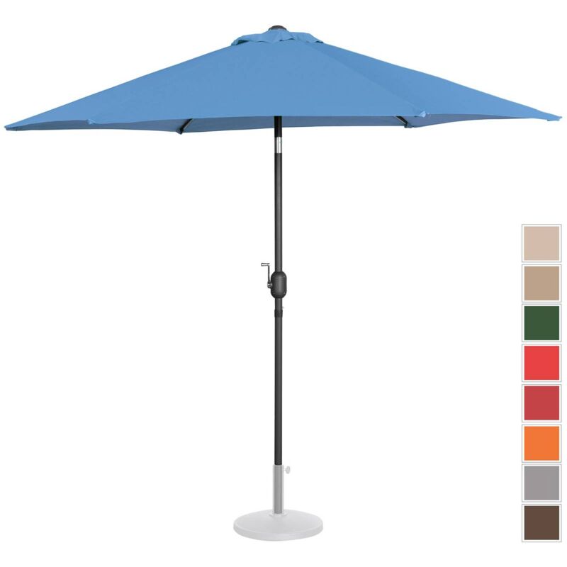 Parasol De Terrasse Droit Inclinable Manivelle Bleu Hexag. 270 Cm Acier