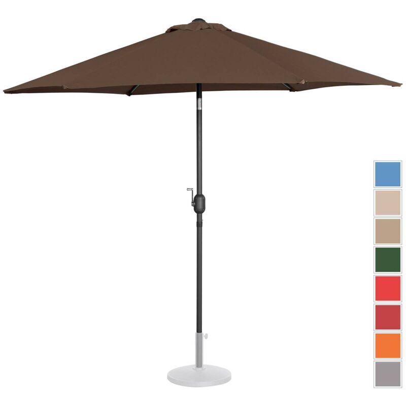 Parasol De Terrasse Droit Inclinable Manivelle Marron Hexag. 270 Cm Aci