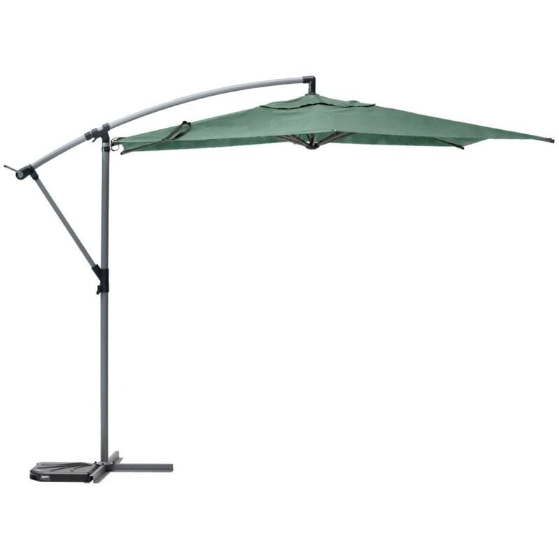 Hesperide - Parasol déporté rond Manoa vert olive & gris quartz 3m en aluminium traité époxy - Hespéride