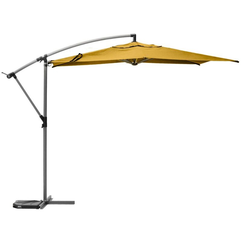 Parasol décentré rond Manoa jaune moutarde Hespéride - Jaune moutarde - Jaune moutarde