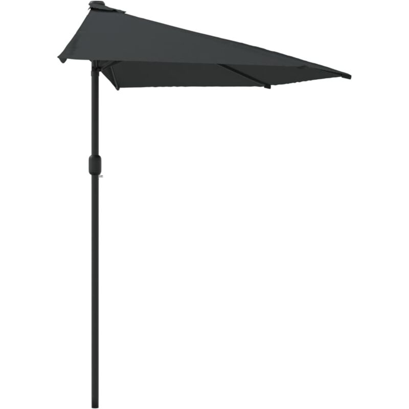Parasol demi de balcon et mât en aluminium 270 x 135cm anthracite